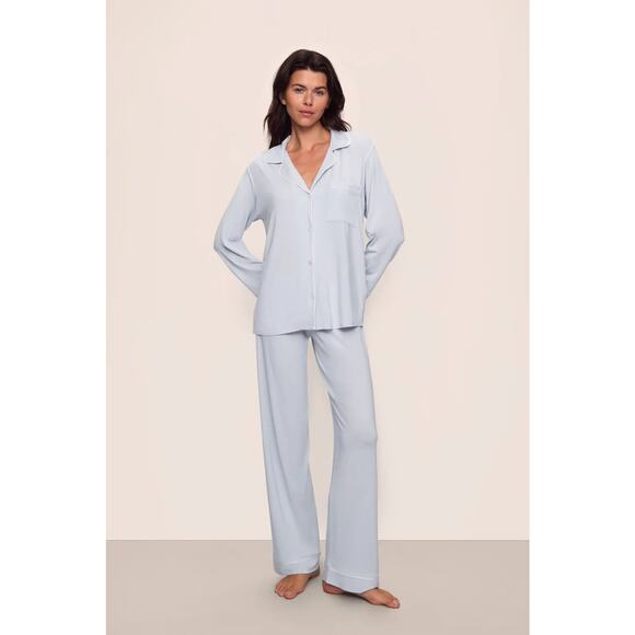 Eberjey Gisele - PJ Set Women's Pajama Sets, Ice Blue/Ivory, Size L 0105 - Picture 1 of 3